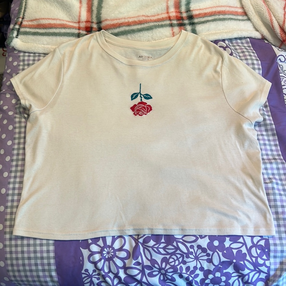 Embroidered Rose Crop Top